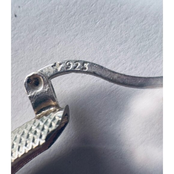 Estate Vintage Sterling Silver Diamond-Cut Hoop Earrings 4.37g Textured Design - Picture 9 of 12